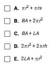 Which of the following formulas would find the surface area of a right cone where s is the slant hei