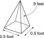 Asquare pyramid is shown: what is the surface area of the pyramid?  2.5 square feet