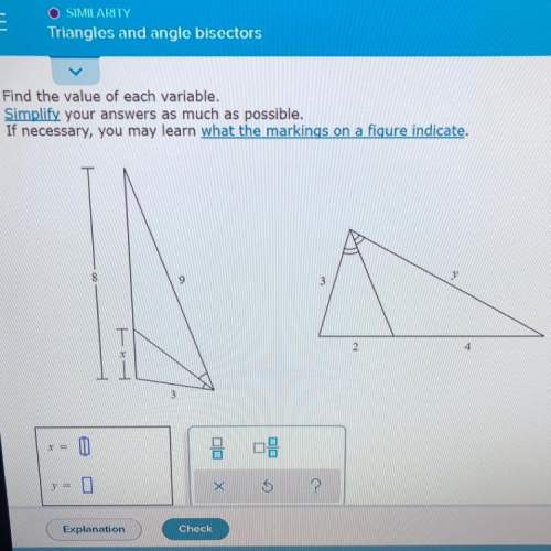 Triangles &amp; angle bisectors! can someone me with this problem? find x &amp; y.
