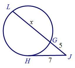 Tangent jh and secant jl intersect at point j. find the length of jl. a. 4.8 b. 11.8