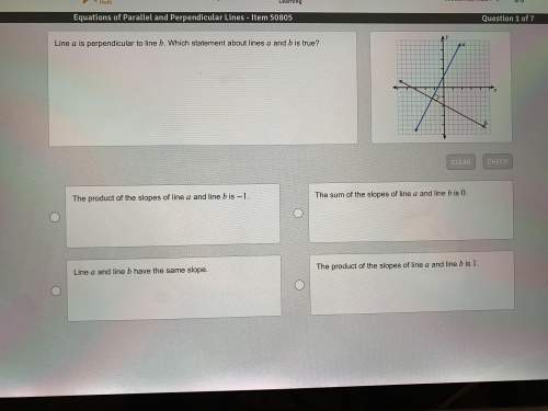 Line a is perpendicular to line b. which statement about lines a and b is true