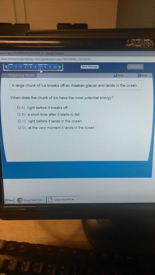 When does the chunk of ice have the most potential energy?