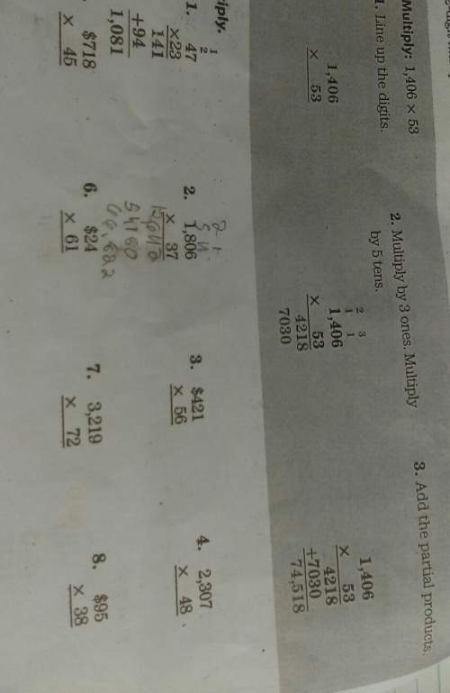 Multiplying by two-digit numbers with renaming.2,307× 48$718× 45