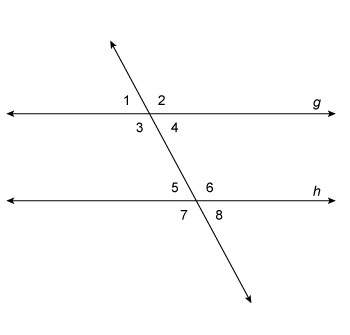 Lines g and h are parallel and m 2 = 118°.  what is m 5? &lt;