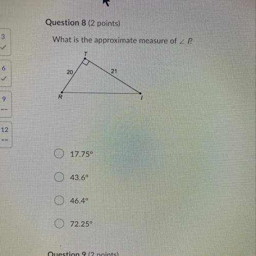 What is the approximate measure of a-17.75 b-43.6 c-46.4 d-72.25