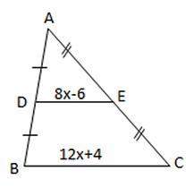 15. find the length of segment de of the triangle abc.  a. 24 units  b
