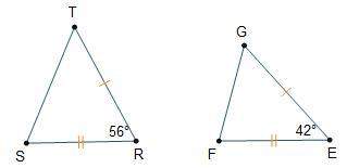 In the triangles, tr = ge and sr = fe. if line segment g f = 3.2 ft, which is a possible measure of