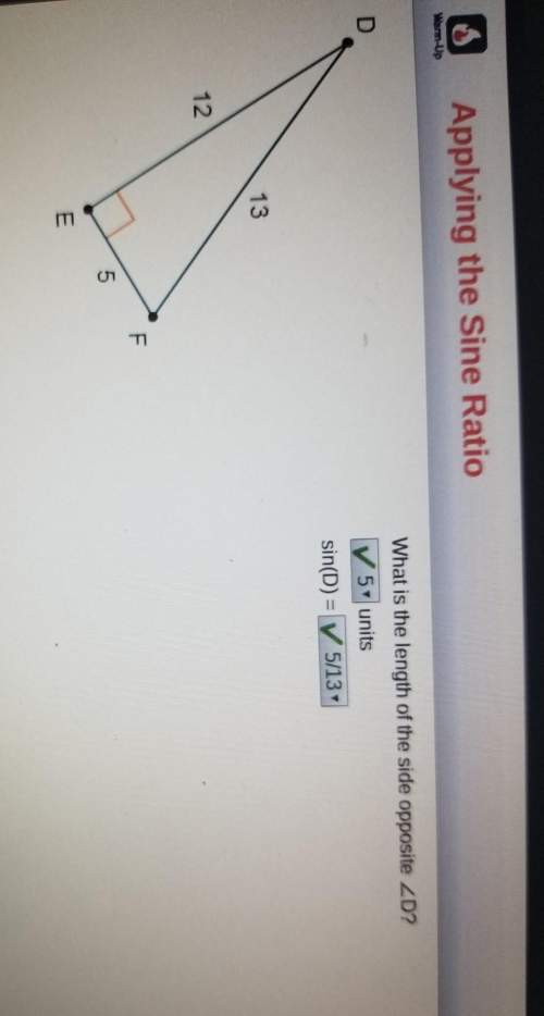 What is the length of the side opposite &lt; d?  units  sin(d)=