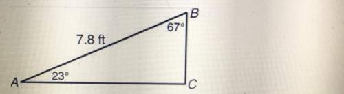 Which calculation can be used to find the length of ac?  a. 7.8 (cos 67 degrees ) ft  b