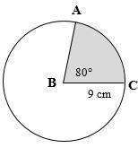 Find the area of the shaded regions. give your answer as a completely simplified exact value in term