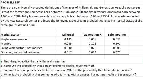 There are no universally accepted definitions of the ages of millennials and generation xers; the c
