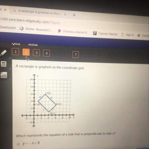 Arectangle is graphed on the coordinate grid. which represents the equation of a side that is