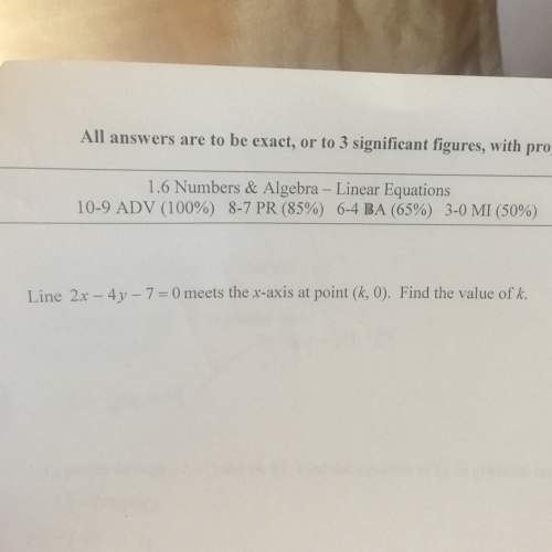 Line 2x-4y-7=0 meets the x axis at point (k,0). find the value of k