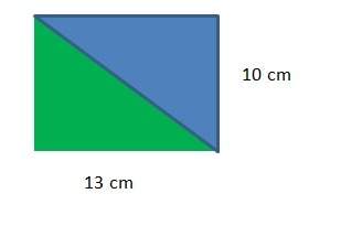 What is the area of the green triangle?  a) 23 cm2  b) 30 cm2  c) 46 cm2  d)