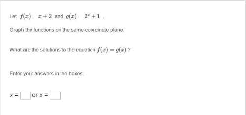 Let  f(x)=x+2  and  g(x)=2x+1  . graph the functions on the same coordinate plane.