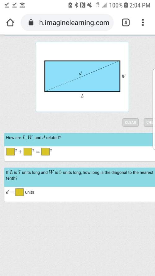 Arectangle has side lengths, l and w, and a diagonal, d. complete the equations to answe