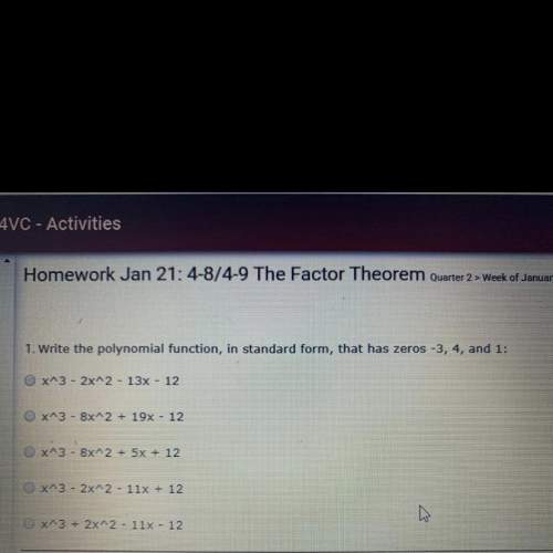 Urgent! quarter ends tonight!  write the polynomial function, in standard form, that ha