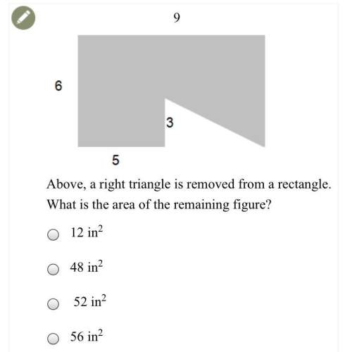 Above, a right triangle is removed from a rectangle. what is the area of the remaining figure?