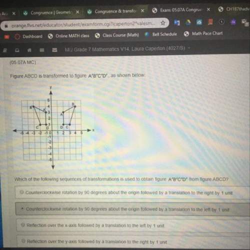 Which of the following sequences of transformations is used to obtain figure a’ b’ c’ d’ from figure