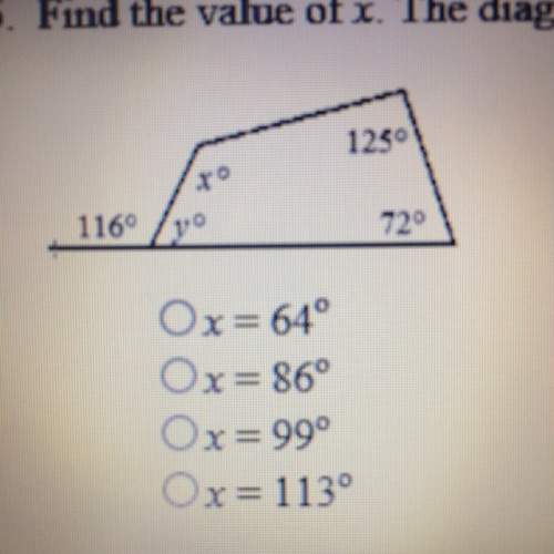 Find the value of x. the diagram is not drawn to scale.