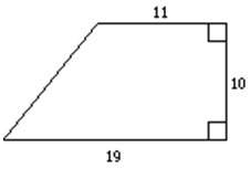 Find the area of the trapezoid  its 11 10 19  a 95 units 2  b 190 units 2