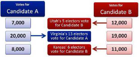 Study the presidential election results shown in the above diagram. which candidate won the electora