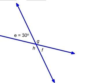 What is the measure of angle f? a) 30° b) 60° c) 150° d) 75