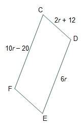 Figure cdef is a parallelogram. what is the value of r?  2