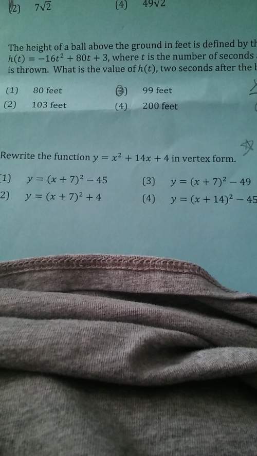 Rewrite the function y= x^2 + 14x + 4 in vertex form