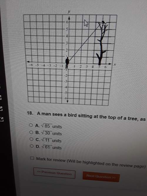 Aman sees a bird sitting at the top of a tree, as shown in the graph. assume the man is at the point