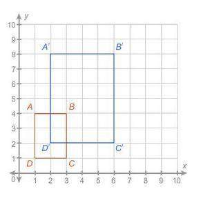 Question 8 options:  pre-image abcd is dilated to be image a'b'c'd'. what scale factor is used