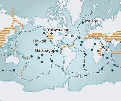 This is a map that shows hot spots around the world. which phrases describe