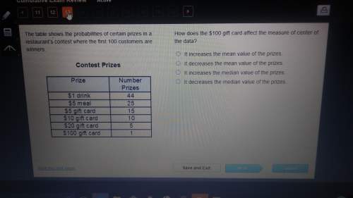 How does $100 gift card affect the measure of center of the data?  attachment