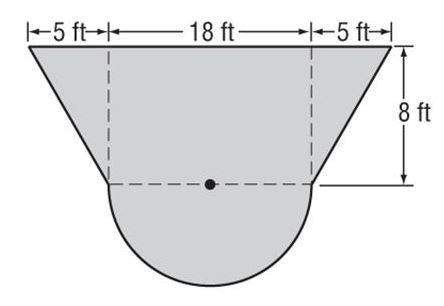 Find the area of the composite figure. (round to the nearest tenth)  a)  184.0 ft2