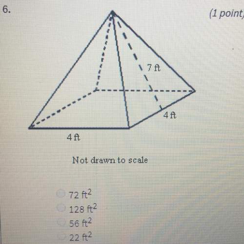 For the following question, find the surface area of the regular pyramid shown to the nearest whole