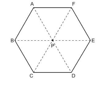 Abcdef is a regular hexagon. the dashed line segments form 60° angles. what is the angle of rotation
