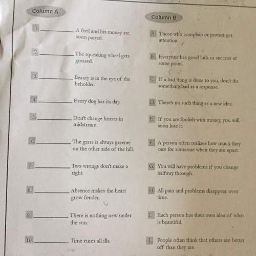 Match the proverb or adage in column a to it's meaning in column b