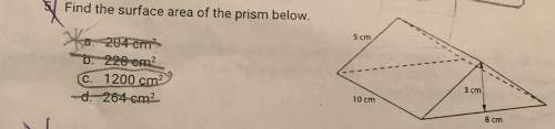 Find the surface area of the prism below. see attachment and the answer c. 1200cm^2 is incorrect.