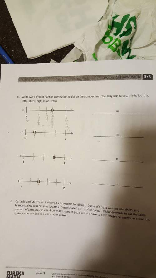 Write two different fraction names for the dot on the number line. you may use halves, thirds,fourth