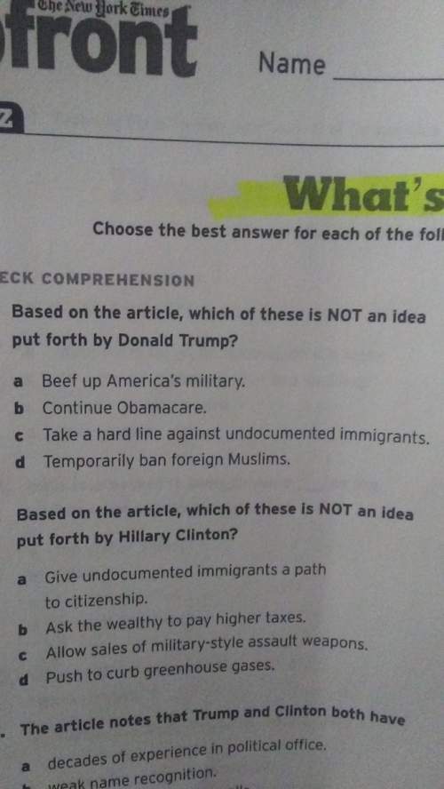 Based on the article which of these is not an idea put forth by donald trump