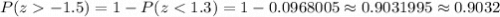 P(z-1.5)=1-P(z