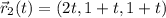 \vec r_2(t)=(2t,1+t,1+t)