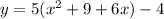 y=5(x^2+9+6x)-4