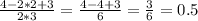 \frac{4-2*2+3}{2*3} =\frac{4-4+3}{6} = \frac{3}{6} = 0.5&#10;&#10;&#10;&#10;