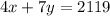 4x+7y=2119