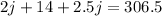 2j+14+2.5j=306.5