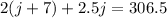 2(j+7)+2.5j = 306.5