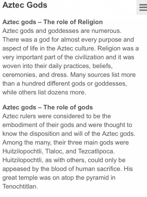 What kinda of gods did the aztecs believed in?