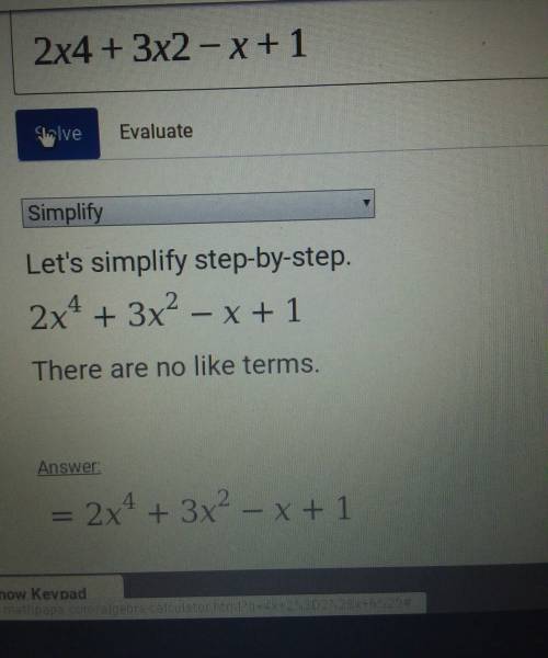 Use the following graph of the function f(x) = 2x4 + 3x2 − x + 1 to answer this question:  what is t