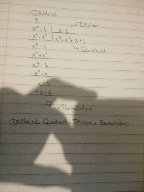 Use synthetic division to solve (x4 – 1) ÷ (x – 1). what is the quotient?